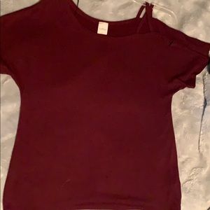 Wine cold shoulder top